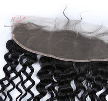 Load image into Gallery viewer, 10A JERRY CURL 13x4 OR 13x6 100% UNPROCESSED VIRGIN HUMAN HAIR TRANSPARENT/HD LACE FRONTAL