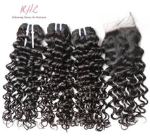Load image into Gallery viewer, 12A JERRY CURL HAIR 3pcs lot + 4x4 Closure = Bundle Deal 100% UNPROCESSED VIRGIN HUMAN HAIR Transparent lace / HD lace