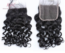 Load image into Gallery viewer, 10A JERRY CURL HAIR 3pcs lot + 4x4 Closure = Bundle Deal 100% UNPROCESSED VIRGIN HUMAN HAIR Transparent lace / HD lace