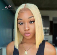 Load image into Gallery viewer, 13x4 #613 CUSTOM COLOUR 8A Grade 100% UNPROCESSED VIRGIN HUMAN HAIR STRAIGHT Wig SHORT BOB