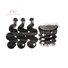 Load image into Gallery viewer, 10A BODY WAVE HAIR 3pcs lot + 13x4 or 13x6 Frontal = Bundle Deal 100% UNPROCESSED VIRGIN HUMAN HAIR Transparent lace / HD lace