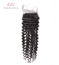 Load image into Gallery viewer, 9A DEEP WAVE HAIR 3pcs lot + 4x4 Closure = Bundle Deal 100% UNPROCESSED VIRGIN HUMAN HAIR Transparent lace / HD lace