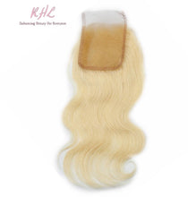 Load image into Gallery viewer, 10A #613 BODY WAVE 4x4 or 5x5 100% UNPROCESSED VIRGIN HUMAN HAIR TRANSPARENT/HD LACE Closure