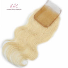 Load image into Gallery viewer, 10A #613 BODY WAVE 4x4 or 5x5 100% UNPROCESSED VIRGIN HUMAN HAIR TRANSPARENT/HD LACE Closure