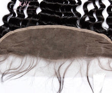 Load image into Gallery viewer, 12A DEEP WAVE HAIR 3pcs lot + 13x4 or 13x6 Frontal = Bundle Deal 100% UNPROCESSED VIRGIN HUMAN HAIR Transparent lace / HD lace