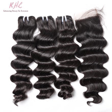 Load image into Gallery viewer, 12A LOOSE DEEP WAVE HAIR 3pcs lot + 5x5 Closure = Bundle Deal 100% UNPROCESSED VIRGIN HUMAN HAIR HD lace Closure