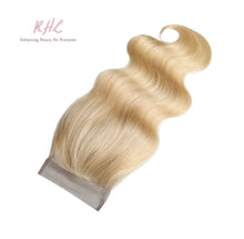 Load image into Gallery viewer, 10A #613 BODY WAVE 4x4 or 5x5 100% UNPROCESSED VIRGIN HUMAN HAIR TRANSPARENT/HD LACE Closure