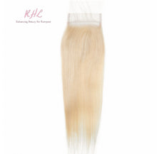 Load image into Gallery viewer, 10A #613 STRAIGHT 4x4 or 5x5 100% UNPROCESSED VIRGIN HUMAN HAIR TRANSPARENT/HD LACE Closure