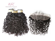 Load image into Gallery viewer, 12A WATER WAVE HAIR 3pcs lot + 13x4 or 13x6 Frontal = Bundle Deal 100% UNPROCESSED VIRGIN HUMAN HAIR Transparent lace / HD lace