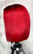 Load image into Gallery viewer, 13x4 CUSTOM COLOUR 1B/RED 8A Grade 100% UNPROCESSED VIRGIN HUMAN HAIR STRAIGHT Wig SHORT BOB