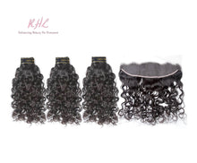 Load image into Gallery viewer, 10A WATER WAVE HAIR 3pcs lot + 13x4 or 13x6 Frontal = Bundle Deal 100% UNPROCESSED VIRGIN HUMAN HAIR Transparent lace / HD lace