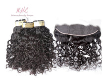 Load image into Gallery viewer, 12A WATER WAVE HAIR 3pcs lot + 13x4 or 13x6 Frontal = Bundle Deal 100% UNPROCESSED VIRGIN HUMAN HAIR Transparent lace / HD lace