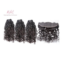 Load image into Gallery viewer, 9A WATER WAVE HAIR 3pcs lot + 13x4 or 13x6 Frontal = Bundle Deal 100% UNPROCESSED VIRGIN HUMAN HAIR Transparent lace / HD lace