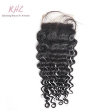 Load image into Gallery viewer, 12A DEEP WAVE HAIR 3pcs lot + 4x4 Closure = Bundle Deal 100% UNPROCESSED VIRGIN HUMAN HAIR Transparent lace / HD lace