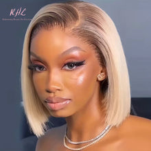 Load image into Gallery viewer, 14 INCH 13x4 CUSTOM COLOUR 4B/#613 8A Grade 100% UNPROCESSED VIRGIN HUMAN HAIR STRAIGHT Wig SHORT BOB