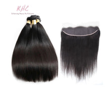 Load image into Gallery viewer, 12A STRAIGHT HAIR 3pcs lot + 13x4 or 13x6 Frontal = Bundle Deal 100% UNPROCESSED VIRGIN HUMAN HAIR Transparent lace / HD lace