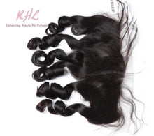 Load image into Gallery viewer, 10A LOOSE WAVE HAIR 3pcs lot + 13x4 or 13x6 Frontal = Bundle Deal 100% UNPROCESSED VIRGIN HUMAN HAIR Transparent lace / HD lace