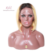 Load image into Gallery viewer, 13x4 CUSTOM COLOUR OMBRÉ 1b/#613 8A Grade 100% UNPROCESSED VIRGIN HUMAN HAIR STRAIGHT Wig SHORT BOB