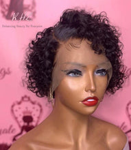 Load image into Gallery viewer, 13x4 10 Inch PIXIE SHORT CUT CURLY HAIR 9A Grade 100% UNPROCESSED VIRGIN HUMAN HAIR LACE FRONT wig (Custom Made)