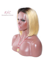 Load image into Gallery viewer, 13x4 CUSTOM COLOUR OMBRÉ 1b/#613 8A Grade 100% UNPROCESSED VIRGIN HUMAN HAIR STRAIGHT Wig SHORT BOB