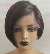 Load image into Gallery viewer, 13x4 10 Inch PIXIE SHORT CUT STRAIGHT HAIR 9A Grade 100% UNPROCESSED VIRGIN HUMAN HAIR LACE FRONT wig (Custom Made)