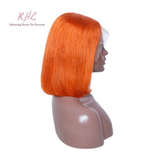 Load image into Gallery viewer, 13x4 CUSTOM COLOUR ORANGE 8A Grade 100% UNPROCESSED VIRGIN HUMAN HAIR STRAIGHT Wig SHORT BOB