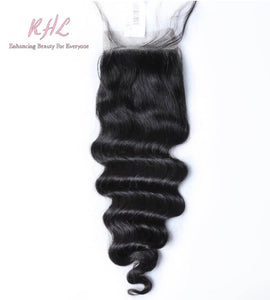 12A LOOSE DEEP WAVE HAIR 3pcs lot + 4x4 Closure = Bundle Deal 100% UNPROCESSED VIRGIN HUMAN HAIR Transparent lace / HD lace