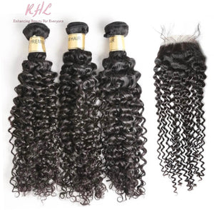 12A CURLY HAIR 3pcs lot + 4x4 Closure = Bundle Deal 100% UNPROCESSED VIRGIN HUMAN HAIR Transparent lace / HD lace