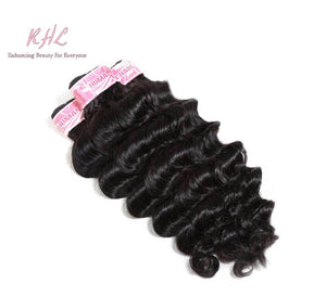 9A LOOSE DEEP WAVE HAIR 3pcs lot + 4x4 Closure = Bundle Deal 100% UNPROCESSED VIRGIN HUMAN HAIR Transparent lace / HD lace