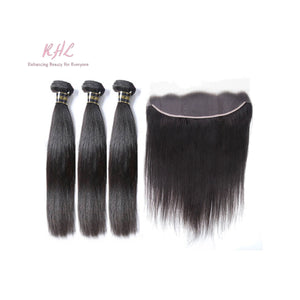 10A STRAIGHT HAIR 3pcs lot + 13x4 or 13x6 Frontal = Bundle Deal 100% UNPROCESSED VIRGIN HUMAN HAIR Transparent lace / HD lace