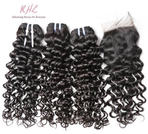 12A JERRY CURL HAIR 3pcs lot + 4x4 Closure = Bundle Deal 100% UNPROCESSED VIRGIN HUMAN HAIR Transparent lace / HD lace