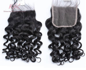 10A JERRY CURL HAIR 3pcs lot + 4x4 Closure = Bundle Deal 100% UNPROCESSED VIRGIN HUMAN HAIR Transparent lace / HD lace