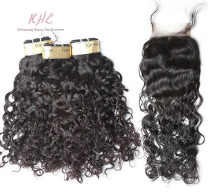 12A WATER WAVE HAIR 3pcs lot + 4x4 Closure = Bundle Deal 100% UNPROCESSED VIRGIN HUMAN HAIR Transparent lace / HD lace