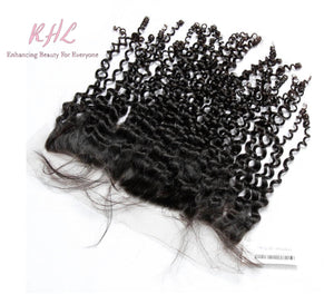 10A CURLY HAIR 3pcs lot + 13x4 or 13x6 Frontal = Bundle Deal 100% UNPROCESSED VIRGIN HUMAN HAIR Transparent lace / HD lace