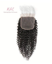 Load image into Gallery viewer, 10A KINKY CURL 4x4 or 5x5  100% UNPROCESSED VIRGIN HUMAN HAIR TRANSPARENT/HD LACE Closure
