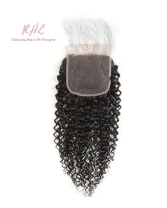 10A KINKY CURL 4x4 or 5x5  100% UNPROCESSED VIRGIN HUMAN HAIR TRANSPARENT/HD LACE Closure