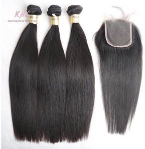 12A STRAIGHT HAIR 3pcs lot + 5x5 Closure = Bundle Deal 100% UNPROCESSED VIRGIN HUMAN HAIR  HD lace Closure