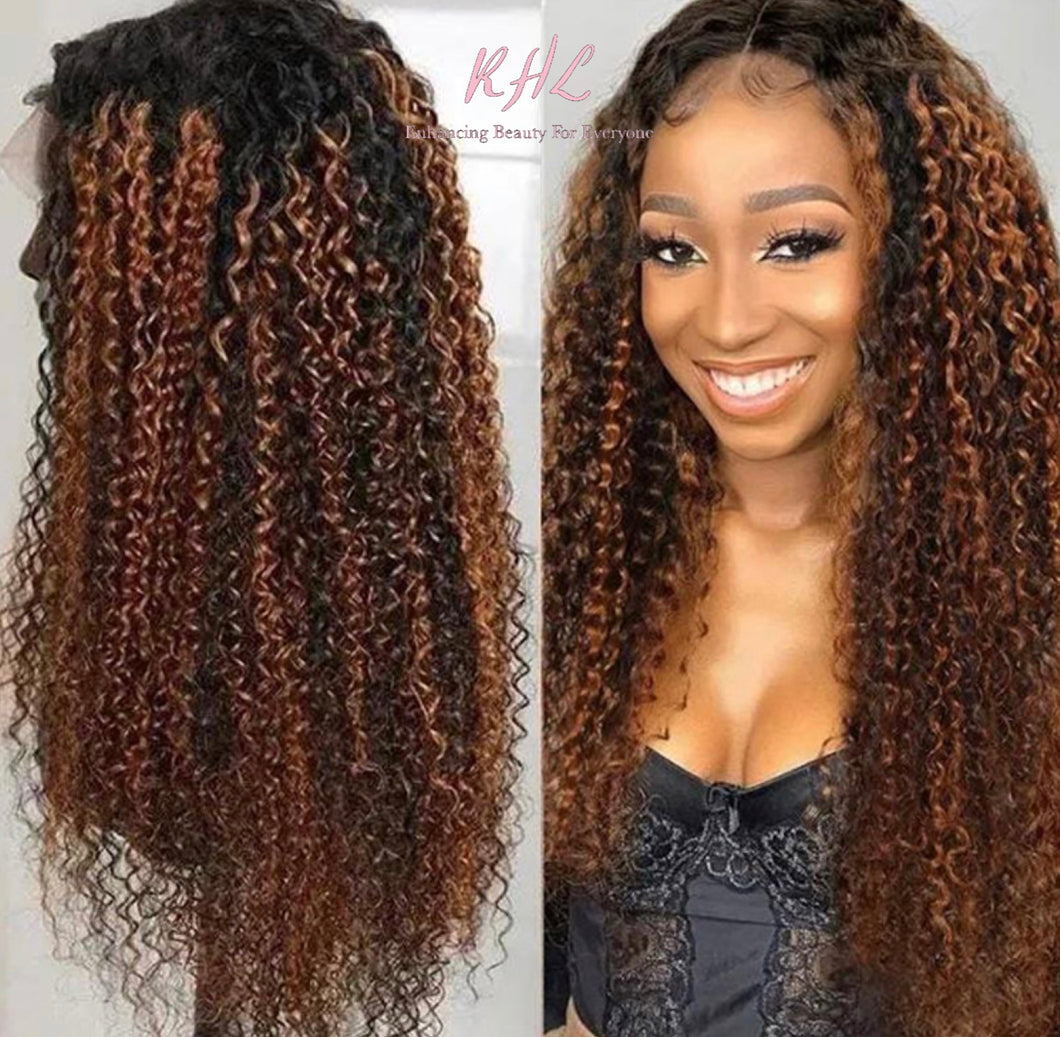 13x4 1b/30 CURLY 9A Grade 100% UNPROCESSED VIRGIN HUMAN HAIR LACE FRONT wig