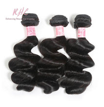 Load image into Gallery viewer, 9A LOOSE WAVE HAIR 3pcs lot + 4x4 Closure = Bundle Deal 100% UNPROCESSED VIRGIN HUMAN HAIR Transparent lace / HD lace
