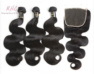 10A BODY WAVE HAIR 3pcs lot + 5x5 Closure = Bundle Deal 100% UNPROCESSED VIRGIN HUMAN HAIR  HD lace Closure