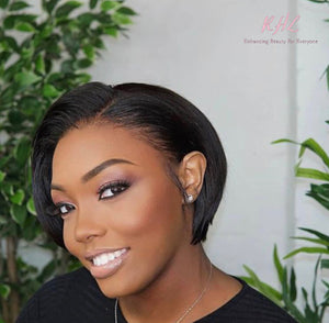 13x4 10 Inch PIXIE SHORT CUT STRAIGHT HAIR 9A Grade 100% UNPROCESSED VIRGIN HUMAN HAIR LACE FRONT wig (Custom Made)