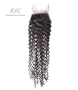 12A CURLY HAIR 3pcs lot + 4x4 Closure = Bundle Deal 100% UNPROCESSED VIRGIN HUMAN HAIR Transparent lace / HD lace