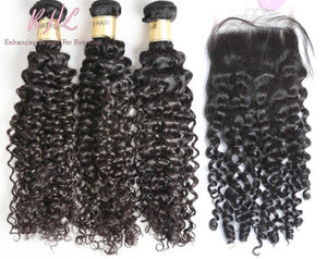 12A CURLY HAIR 3pcs lot + 5x5 Closure = Bundle Deal 100% UNPROCESSED VIRGIN HUMAN HAIR  HD lace Closure