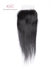 Load image into Gallery viewer, 10A STRAIGHT 4x4 or 5x5  100% UNPROCESSED VIRGIN HUMAN HAIR TRANSPARENT/HD LACE Closure
