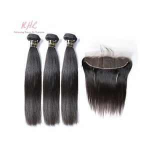 10A STRAIGHT HAIR 3pcs lot + 13x4 or 13x6 Frontal = Bundle Deal 100% UNPROCESSED VIRGIN HUMAN HAIR Transparent lace / HD lace