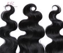 Load image into Gallery viewer, 9A BODYWAVE HAIR 3pcs lot + 13x4 or 13x6 Frontal = Bundle Deal 100% UNPROCESSED VIRGIN HUMAN HAIR Transparent lace / HD lace
