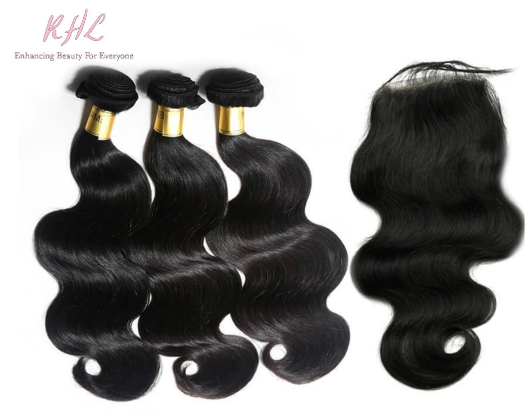 12A BODY WAVE HAIR 3pcs lot + 5x5 Closure = Bundle Deal 100% UNPROCESSED VIRGIN HUMAN HAIR  HD lace Closure