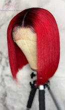 Load image into Gallery viewer, 13x4 CUSTOM COLOUR 1B/RED  8A Grade 100% UNPROCESSED VIRGIN HUMAN HAIR STRAIGHT Wig SHORT BOB
