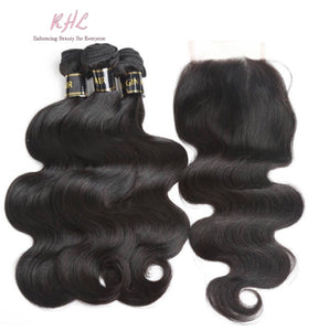 10A BODY WAVE HAIR 3pcs lot + 5x5 Closure = Bundle Deal 100% UNPROCESSED VIRGIN HUMAN HAIR  HD lace Closure