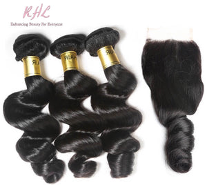 12A LOOSE WAVE HAIR 3pcs lot + 5x5 Closure = Bundle Deal 100% UNPROCESSED VIRGIN HUMAN HAIR  HD lace Closure